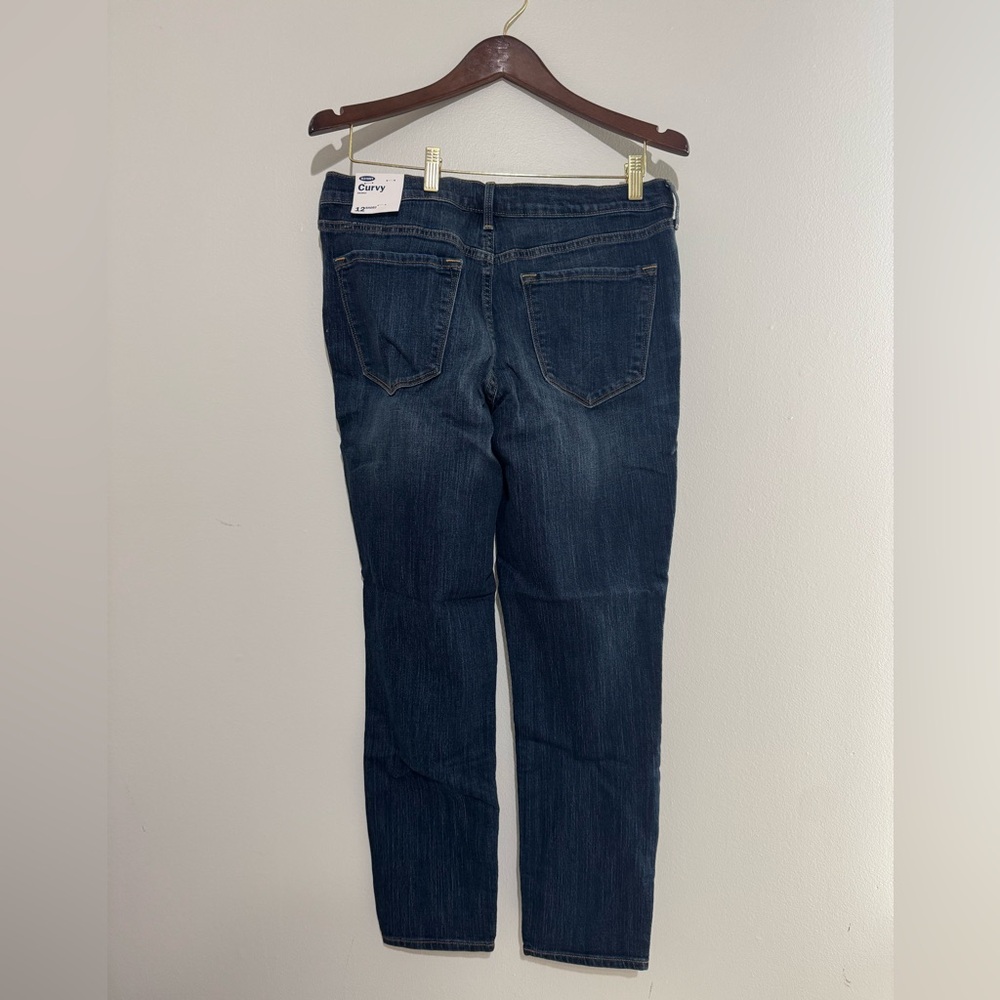 NWT Old Navy Women’s Curvy Skinny size 12 Short Petite Dark Wash - Picture 4 of 7